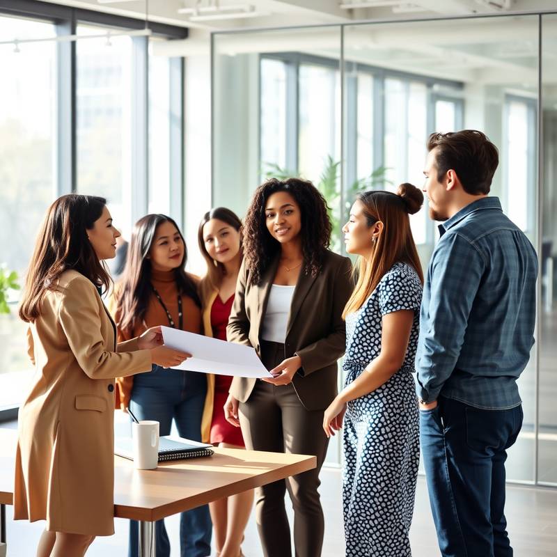 Diverse team collaborating on interviewer training
